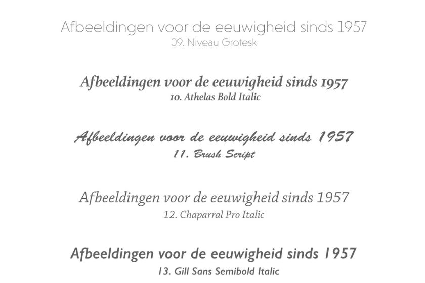 Beschikbare lettertypes voor fotokeramiek